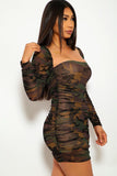 Mesh Ruched Bodycon Tube Dress