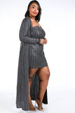 Shawnda dress and cardigan set in silver
