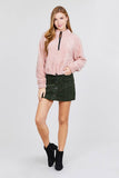 Plush pink sweater with zipper