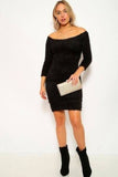 Off-shoulder knit mini dress
