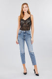 W neck w/scallop detail cami lace bodysuit