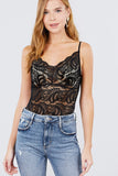 W neck w/scallop detail cami lace bodysuit
