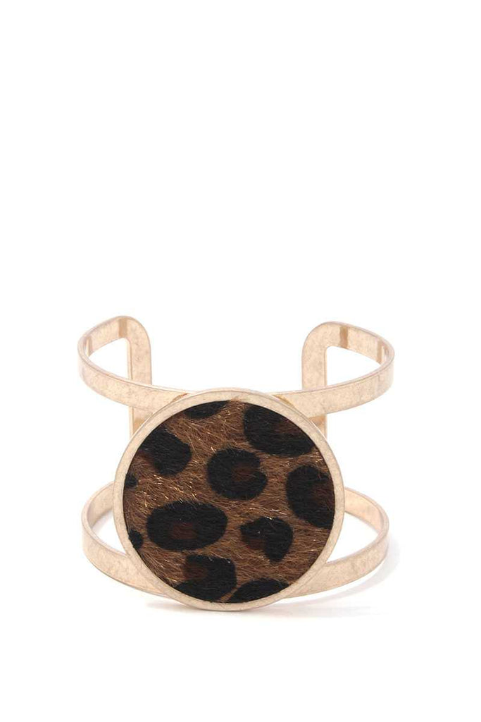 Animal Print Circle Metal Cuff Bracelet