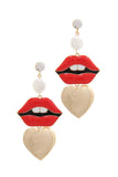 Lips Heart Shape Post Drop Earring