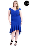 Techno Crepe Stretch Off The Shoulder Dress