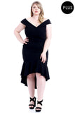 Techno Crepe Stretch Off The Shoulder Dress