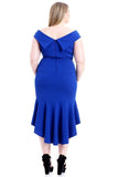 Techno Crepe Stretch Off The Shoulder Dress