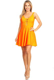 Solid Fit And Flare Dress With Back Zipper Closure, Cutouts, And Spaghetti Straps