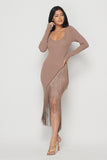 Long Sleeve Fringe Dress
