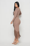 Long Sleeve Fringe Dress