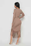 Long Sleeve Fringe Dress