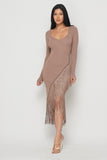Long Sleeve Fringe Dress
