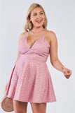 Plus Size V-neck Floral Lace Raceback Flare Skirt Mini Dress