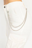 Chain Twill Jogger Pants in white