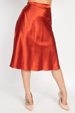 A-line Satin Midi Skirt in colors