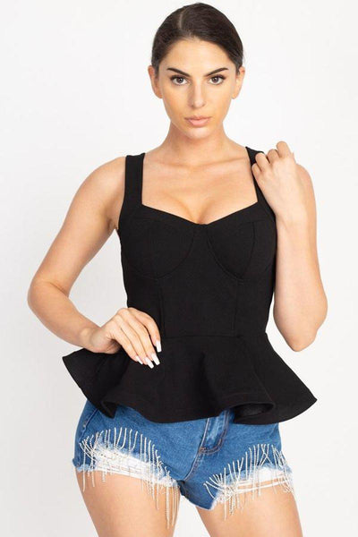 Sweetheart Bustier Peplum Top in black