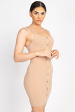 Button Down Ribbed Mini Dress
