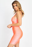 Neon Coral Satin Bustier Mini Dresss