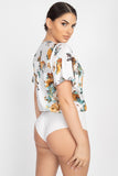 Floral Print Front Warp Bodysuit