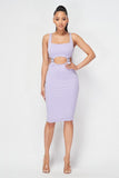 Cut-out Buckle Detail Bodycon Dress in colors