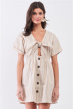 So 90s! Striped Self-tie Front Shirt dress