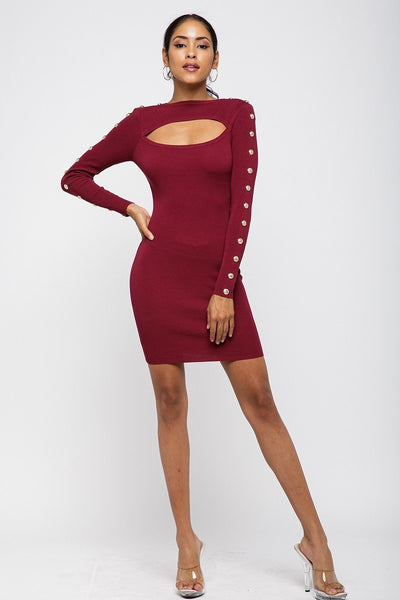 Turtleneck Burgundy Mini Dress