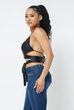 Black Satin strapped Top