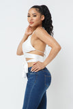 Pearly white Satin strapped Top