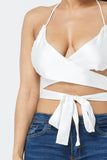 Pearly white Satin strapped Top