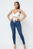 Pearly white Satin strapped Top