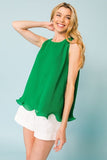 A Baby Pleated Sleeveless Top in green