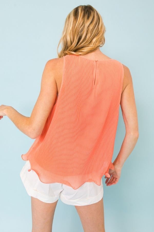 A Baby Pleated Sleeveless Top in orange