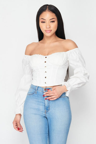 Poplin Off-Shoulder Corset Top in colors