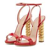 Golden Column Heeled Sandals in colors