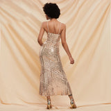 AYANA V Neck Sequins Maxi Dress