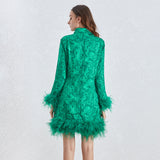 JAZZY feathers mini dress in green