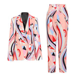 YES MA'AM Geometric Print Blazer and Pant Set in colors