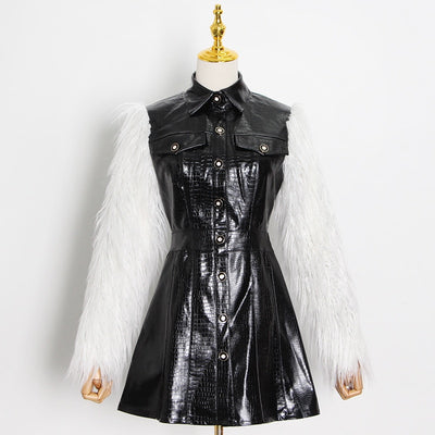 TALISSA faux snakeskin with fluffy sleeves