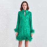 JAZZY feathers mini dress in green