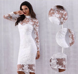 Grace bodycon mesh and lace white midi dress