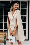 Double-breasted cloak blazer  mini dress in beige