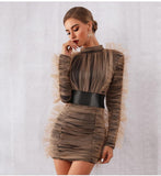 Georgina ruched mesh mini dress