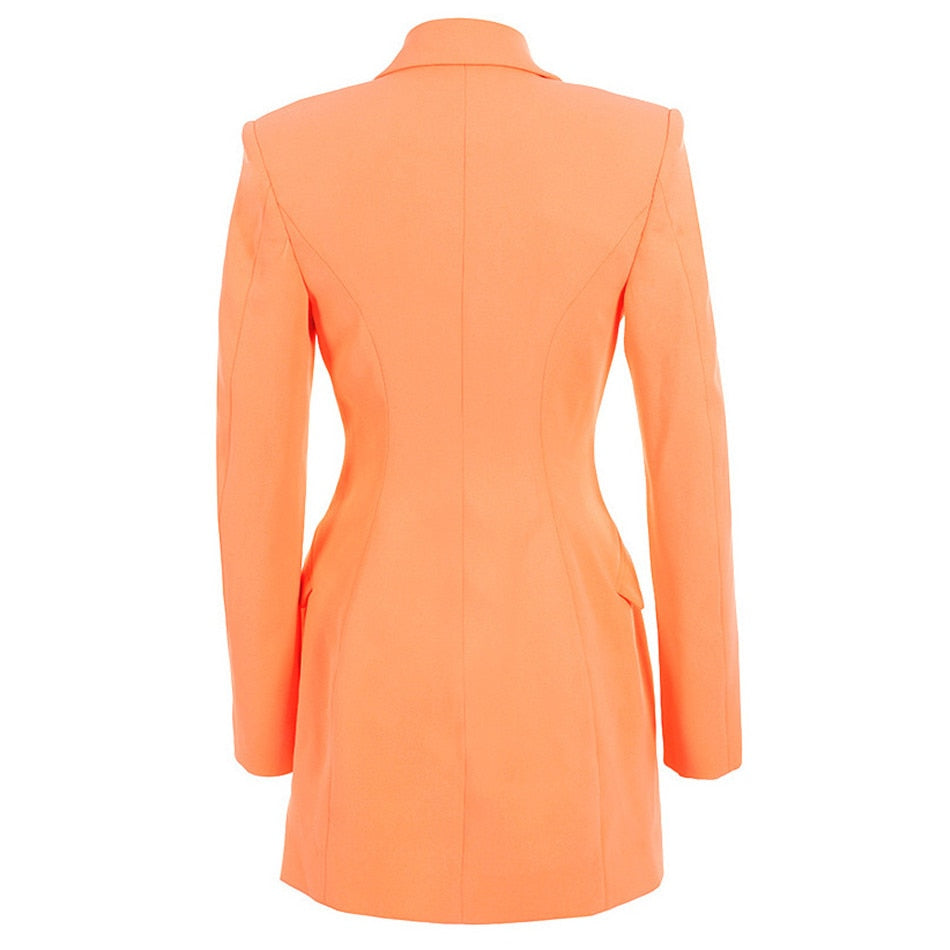Double-breasted blazer dress in orange