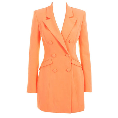 Double-breasted blazer dress in orange