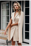 Double-breasted cloak blazer  mini dress in beige