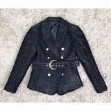 Double-breasted winter belted jacket