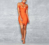 Jasmin off-shoulder bodycon mini dress in orange