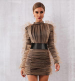 Georgina ruched mesh mini dress