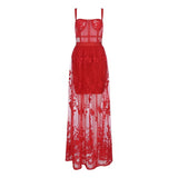 MONA mesh maxi dress in red