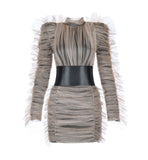 Georgina ruched mesh mini dress